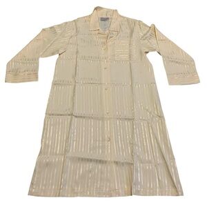 Vintage Andi Montreal Cream Striped Satin Sleepshirt Nightgown - Small Petite